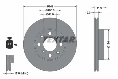 спирачен диск TEXTAR 92060700