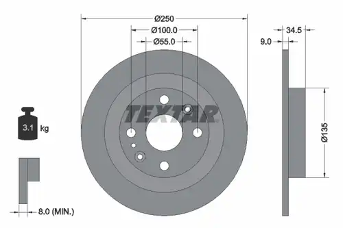 спирачен диск TEXTAR 92061700