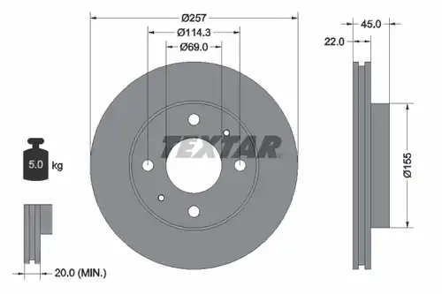 спирачен диск TEXTAR 92062800