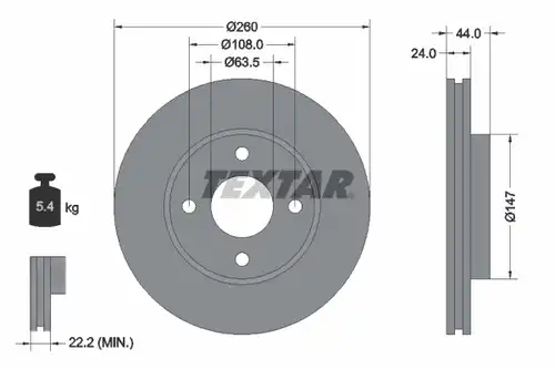 спирачен диск TEXTAR 92064300