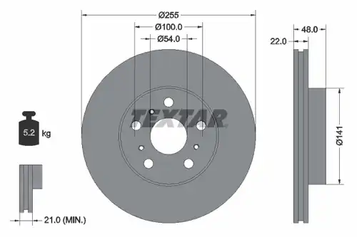 спирачен диск TEXTAR 92065800