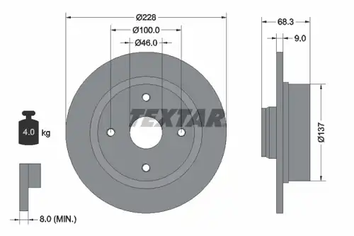 спирачен диск TEXTAR 92066100