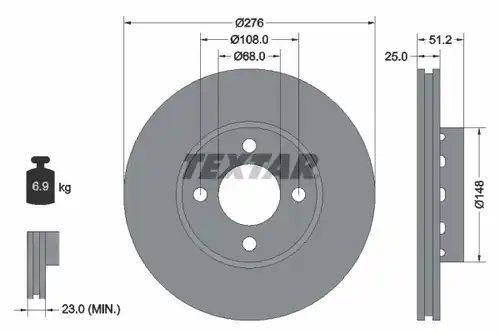 спирачен диск TEXTAR 92067200