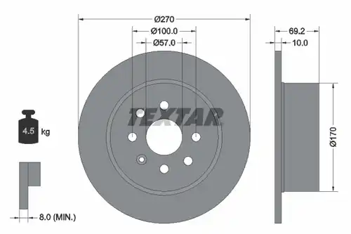 спирачен диск TEXTAR 92075503