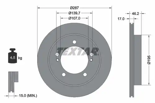 спирачен диск TEXTAR 92076400