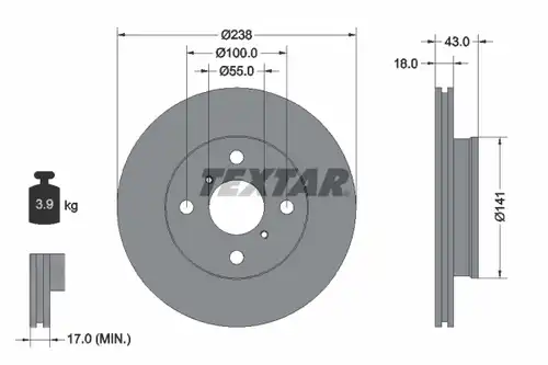 спирачен диск TEXTAR 92076500