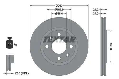 спирачен диск TEXTAR 92078603