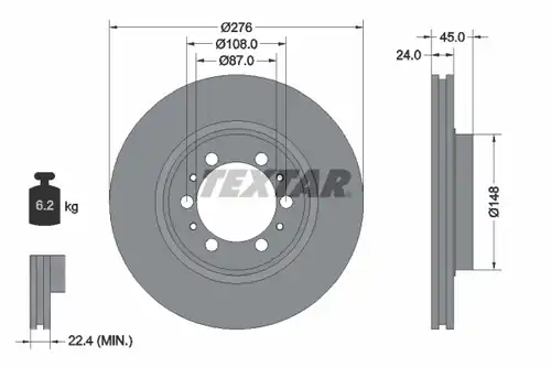 спирачен диск TEXTAR 92079800