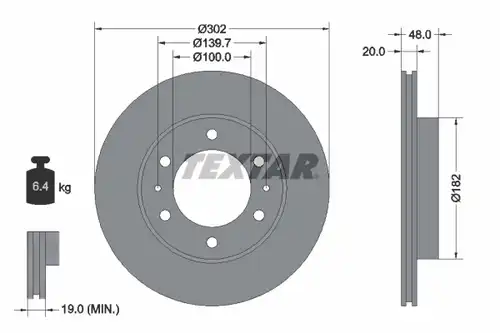 спирачен диск TEXTAR 92080400