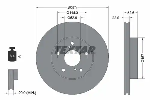 спирачен диск TEXTAR 92080900