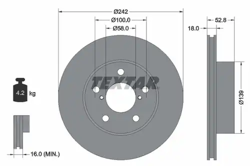 спирачен диск TEXTAR 92081800