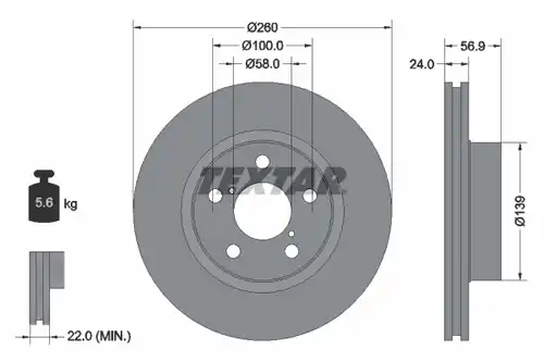 спирачен диск TEXTAR 92081900