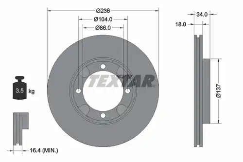 спирачен диск TEXTAR 92082100
