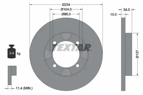 спирачен диск TEXTAR 92089500