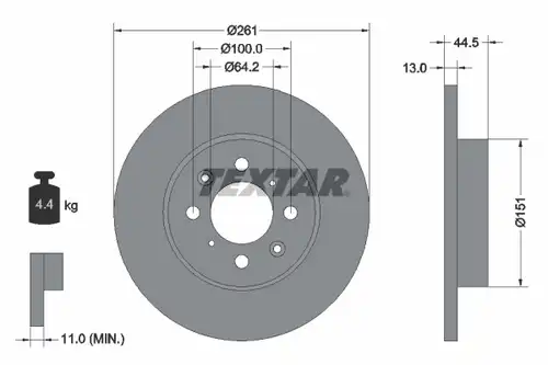 спирачен диск TEXTAR 92090100