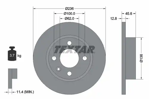 спирачен диск TEXTAR 92090200