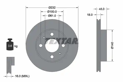 спирачен диск TEXTAR 92090900