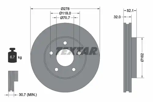 спирачен диск TEXTAR 92091500