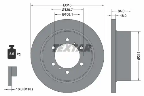 спирачен диск TEXTAR 92093100
