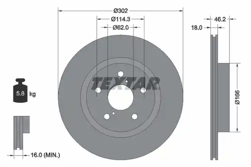 спирачен диск TEXTAR 92093500