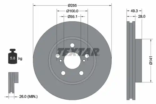 спирачен диск TEXTAR 92094300