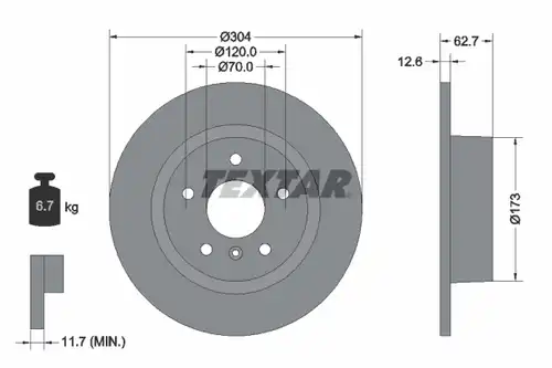 спирачен диск TEXTAR 92095203