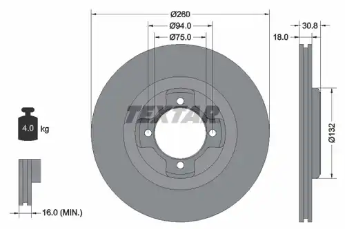 спирачен диск TEXTAR 92095600