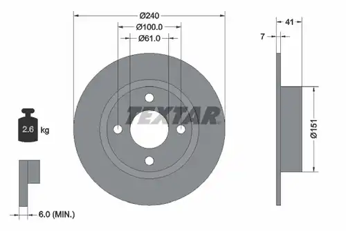 спирачен диск TEXTAR 92096500
