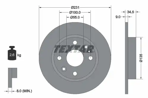 спирачен диск TEXTAR 92096600