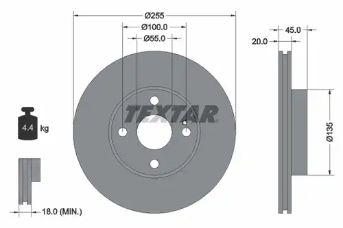 спирачен диск TEXTAR 92096800