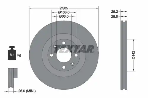 спирачен диск TEXTAR 92097103