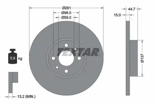 спирачен диск TEXTAR 92097400