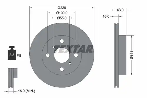 спирачен диск TEXTAR 92097900