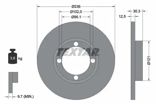 спирачен диск TEXTAR 92100303