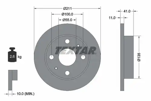 спирачен диск TEXTAR 92103700