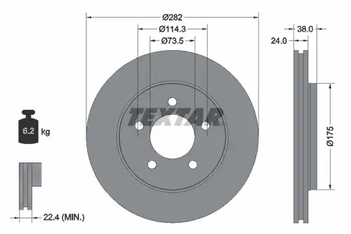спирачен диск TEXTAR 92108700