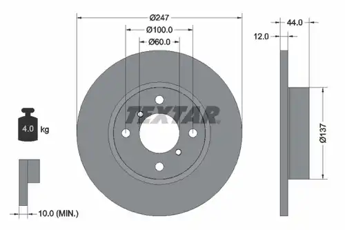 спирачен диск TEXTAR 92110803