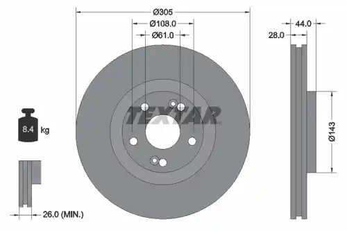 спирачен диск TEXTAR 92112300