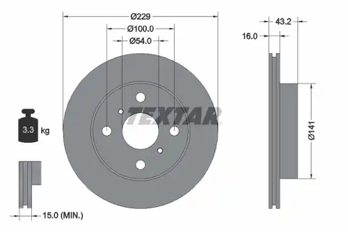 спирачен диск TEXTAR 92113200