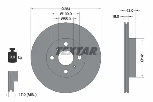 спирачен диск TEXTAR 92114600