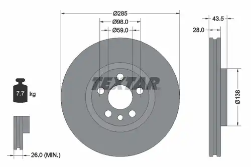 спирачен диск TEXTAR 92115003