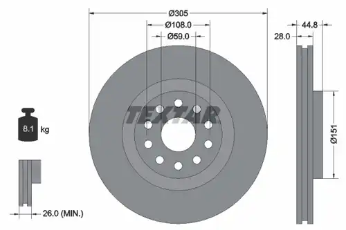 спирачен диск TEXTAR 92115800