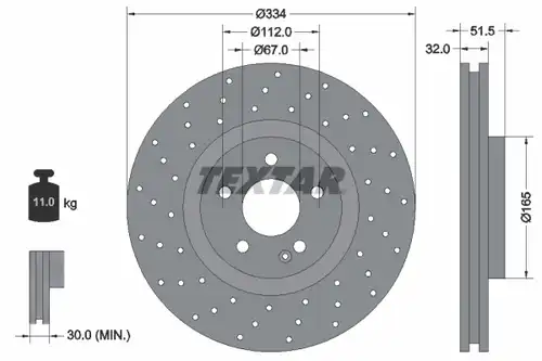 спирачен диск TEXTAR 92123800