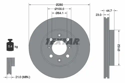 спирачен диск TEXTAR 92125200