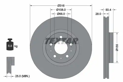 спирачен диск TEXTAR 92126603