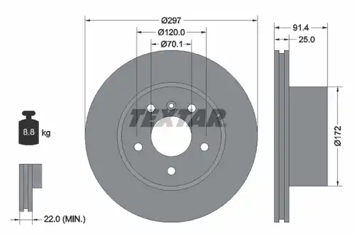 спирачен диск TEXTAR 92129700
