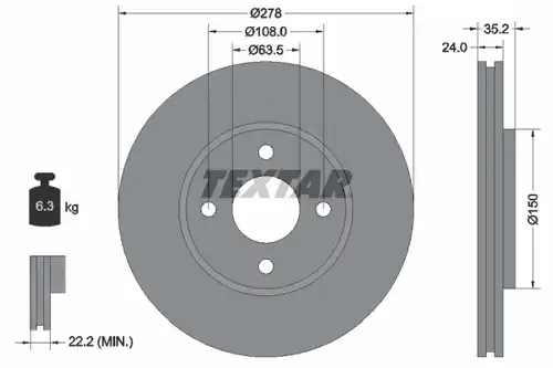 спирачен диск TEXTAR 92131300