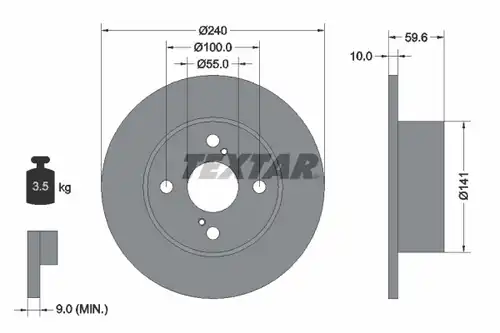 спирачен диск TEXTAR 92136000