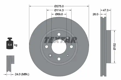 спирачен диск TEXTAR 92136700
