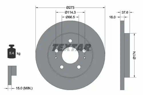 спирачен диск TEXTAR 92138200